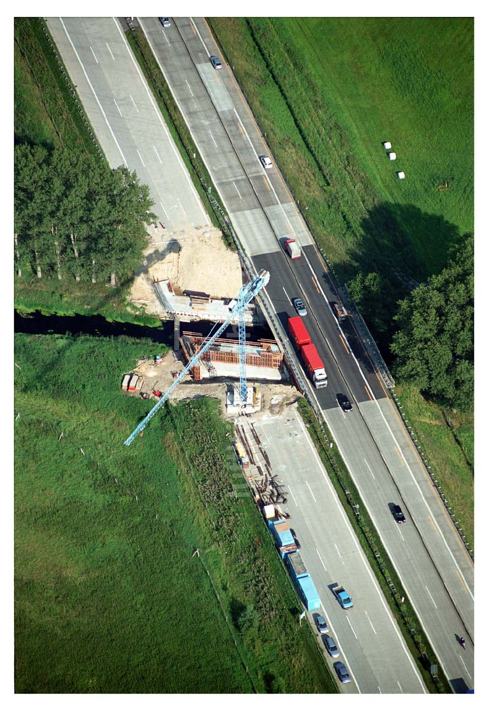 Rangsdorf von oben - A10 Autobahnbrücke im Bau - Berlin