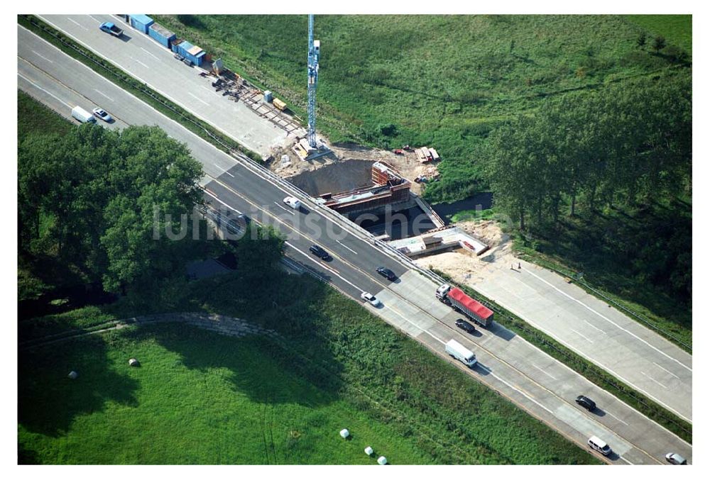 Rangsdorf von oben - A10 Autobahnbrücke im Bau - Berlin