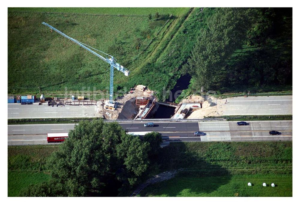 Rangsdorf von oben - A10 Autobahnbrücke im Bau - Berlin