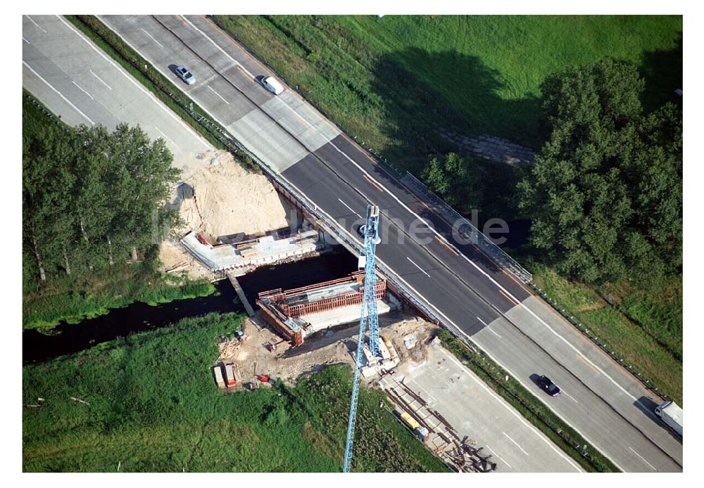 Rangsdorf aus der Vogelperspektive: A10 Autobahnbrücke im Bau - Berlin