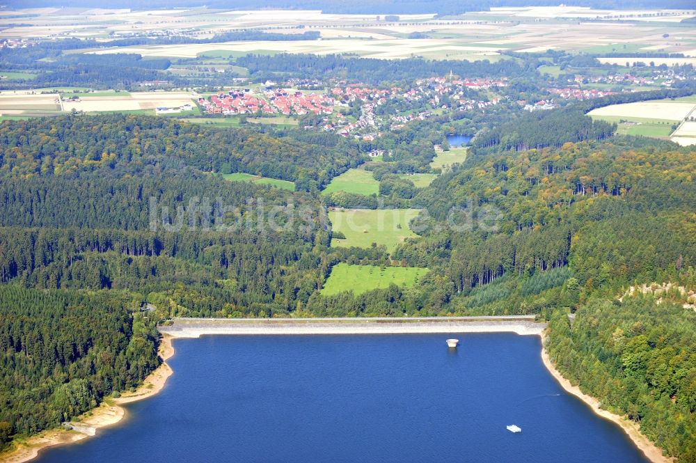 Bad Wünnenberg von oben - Aabachtalsperre in Bad Wünnenberg im Bundesland Nordrhein-Westfalen