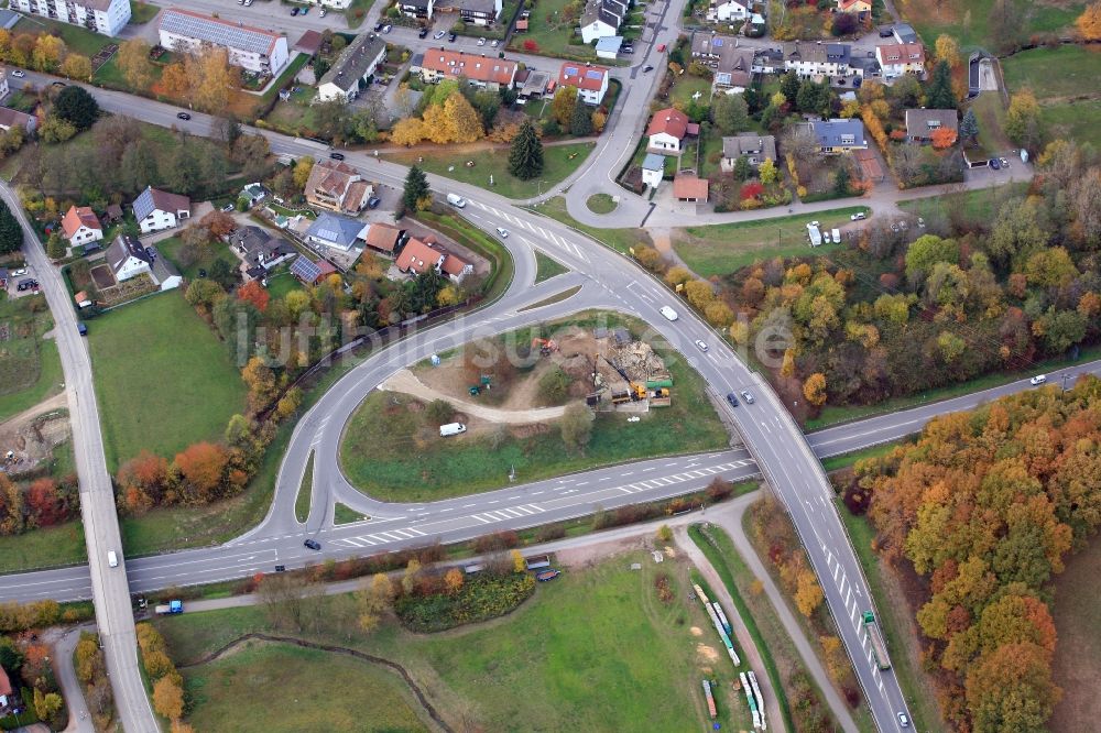 Luftaufnahme Schopfheim - Abfahrt der Bundesstraße B317 auf die B518 in Schopfheim im Bundesland Baden-Württemberg, Deutschland