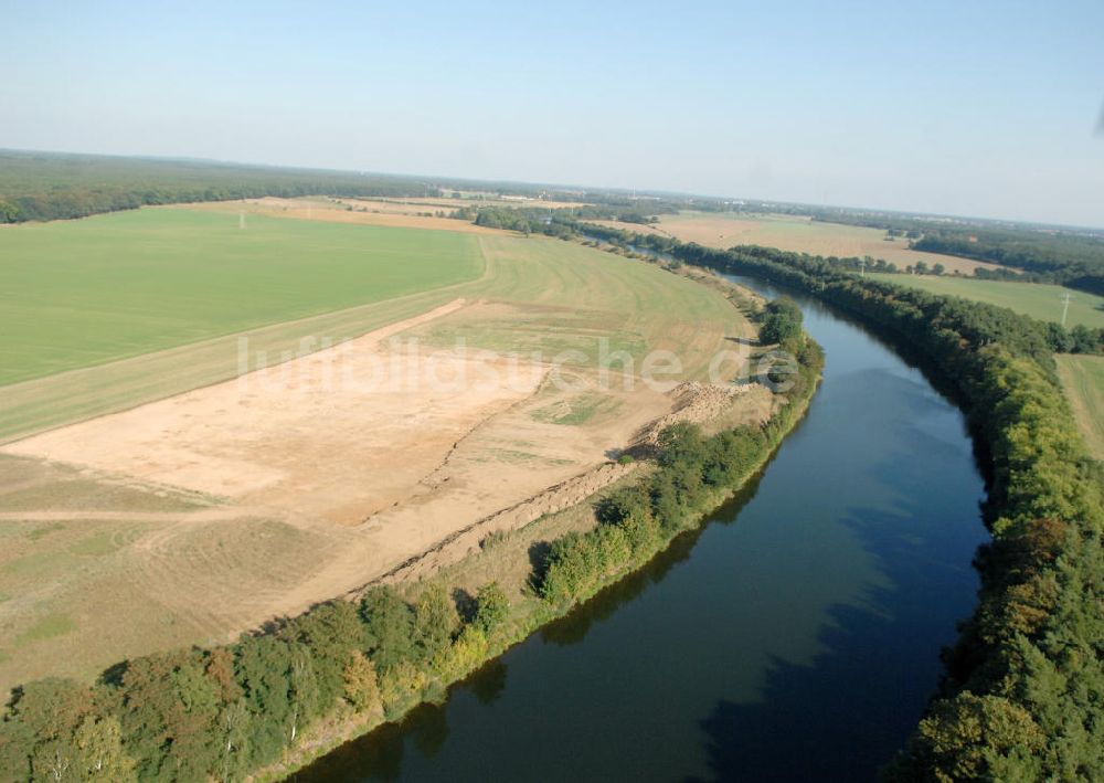 Seedorf aus der Vogelperspektive: Ablagerungsflächen und Ausgleichflächen am Ufer des Elbe-Havel-Kanal bei Seedorf