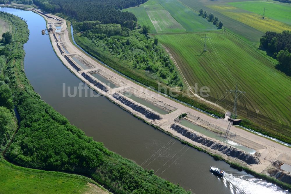 Luftbild Elbe-Parey - Ablagerungsflächen am Ufer des Elbe-Havel-Kanals bei Ihleburg im Bundesland Sachsen-Anhalt