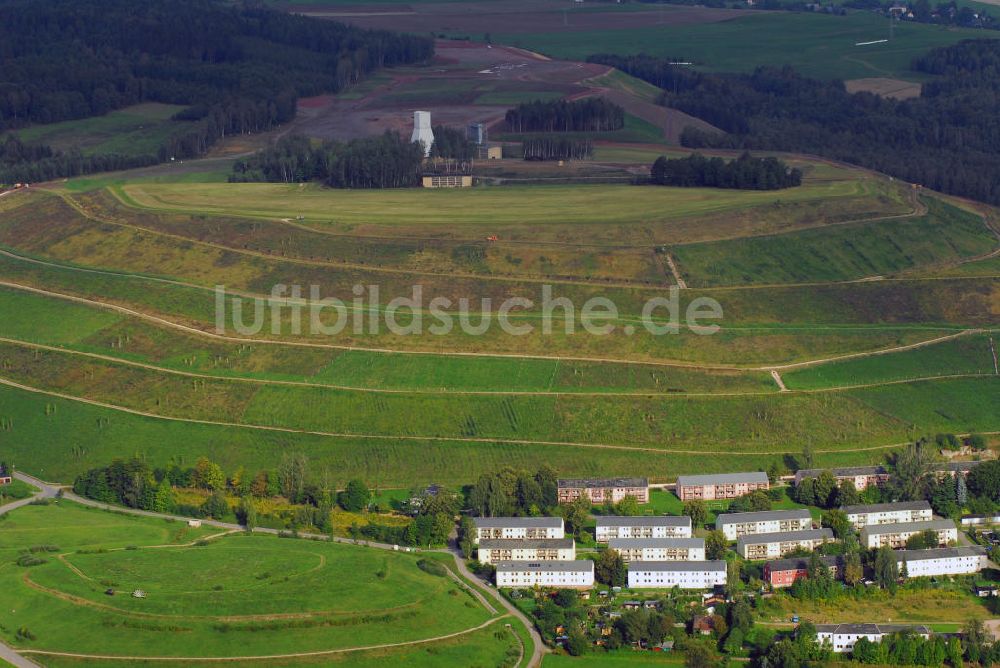 Bad Schlema von oben - Abraumhalden des ehemaligen Uranbergbaus in Bad Schlema