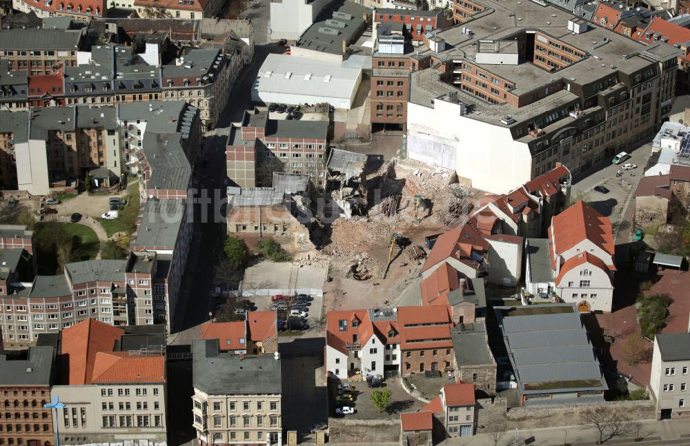 Luftbild Halle / Saale - Abriss einer alten Brauerei in Halle an der Saale