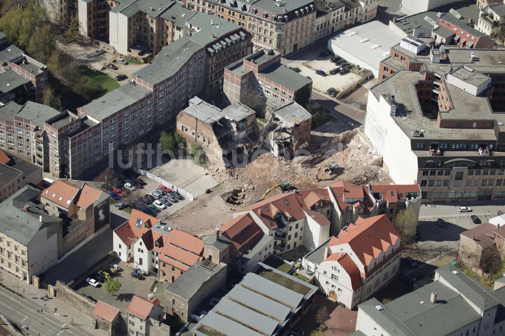 Luftaufnahme Halle / Saale - Abriss einer alten Brauerei in Halle an der Saale