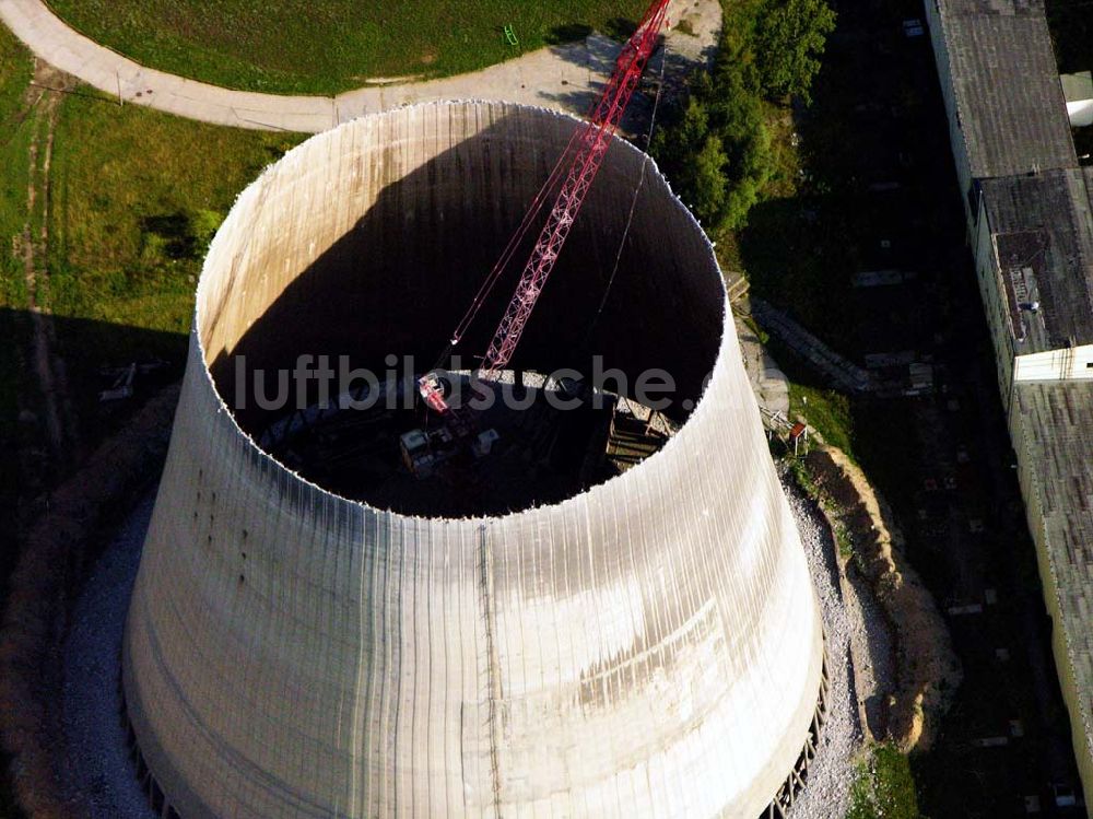 Luftbild Neukieritzsch - Abriss des alten Kraftwerks Lippendorf