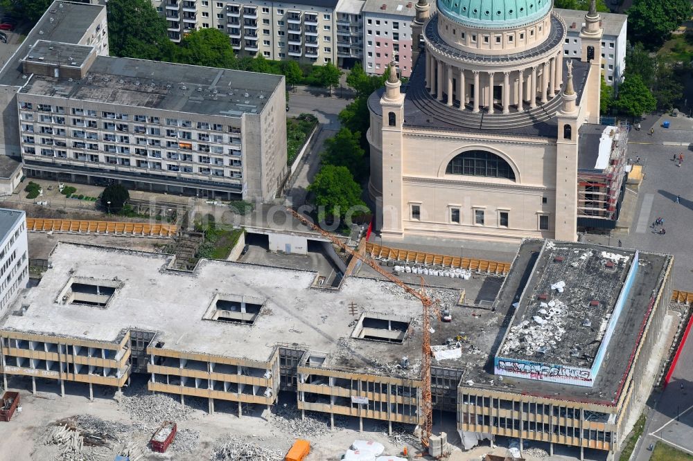 Luftbild Potsdam - Abriss des ehemaligen Schul- Gebäude der Fachhochschule Potsdam an der Friedrich-Ebert-Straße in Potsdam im Bundesland Brandenburg, Deutschland