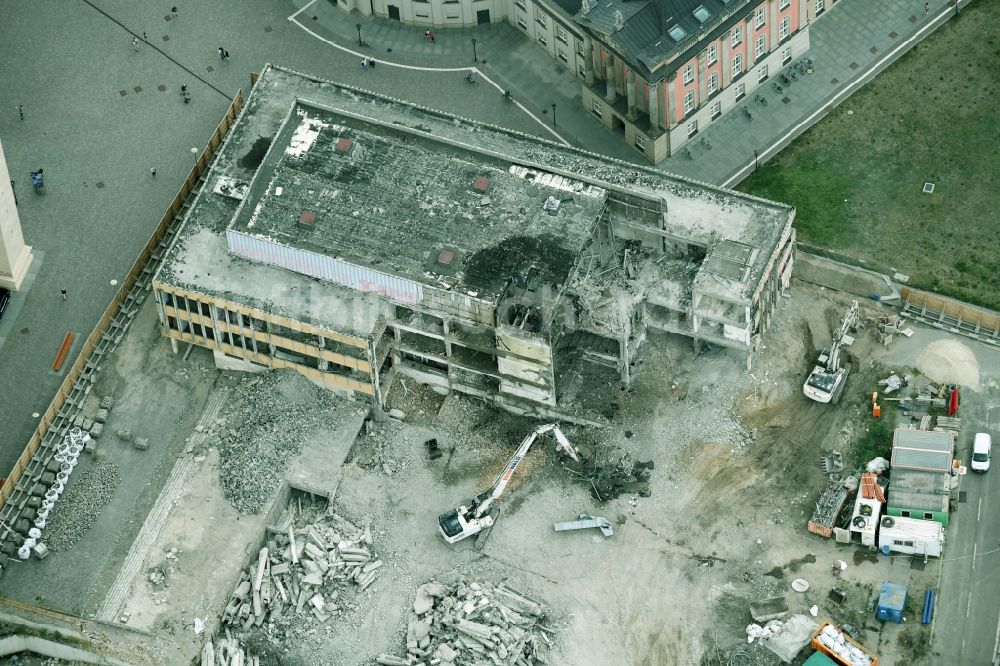 Luftbild Potsdam - Abriss des ehemaligen Schul- Gebäude der Fachhochschule Potsdam an der Friedrich-Ebert-Straße in Potsdam im Bundesland Brandenburg, Deutschland