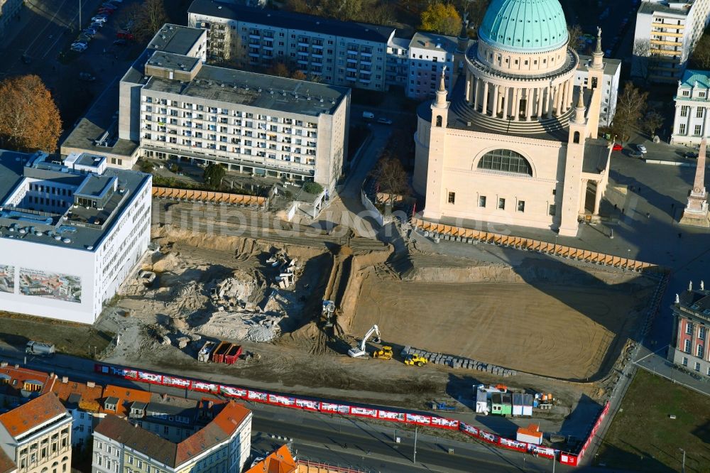 Potsdam von oben - Abriss des ehemaligen Schul- Gebäude der Fachhochschule Potsdam an der Friedrich-Ebert-Straße in Potsdam im Bundesland Brandenburg, Deutschland