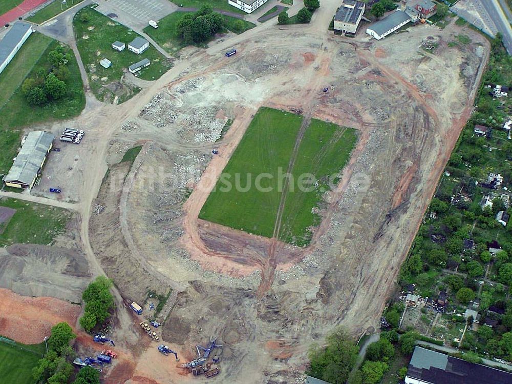 Luftaufnahme Magdeburg-Brückfeld - Abriß des Ernst-Grube-Stadion in Magdeburg-Brückfeld