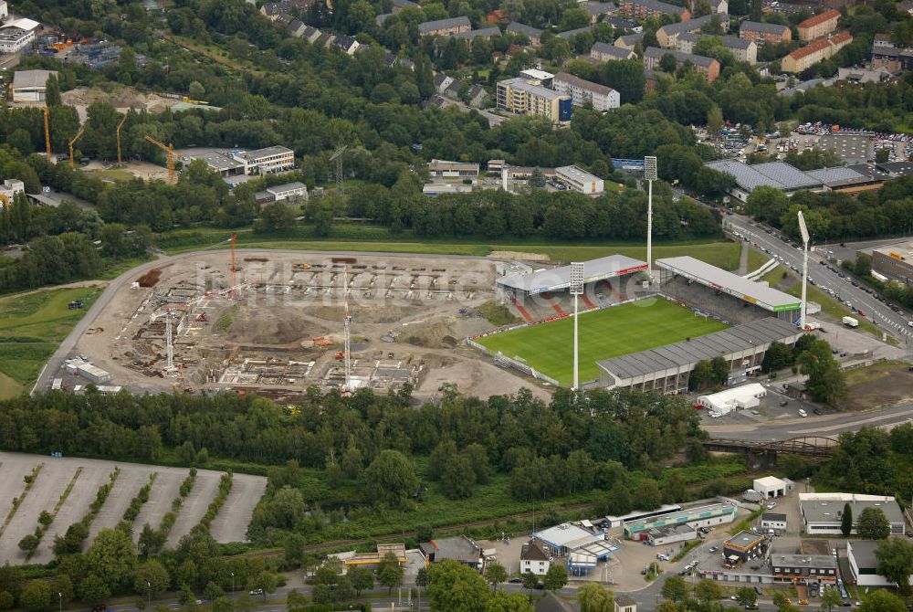 Essen aus der Vogelperspektive: Abriss des Georg-Melches-Stadion und Neubau eines moderneren Fußballstadions in Essen, Nordrhein-Westfalen