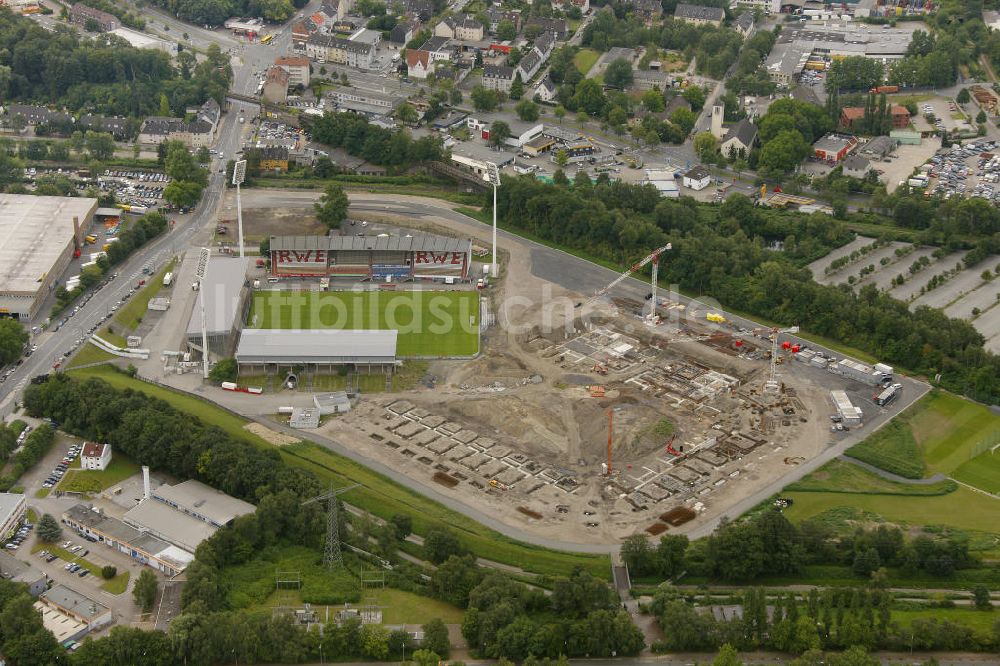 Luftaufnahme Essen - Abriss des Georg-Melches-Stadion und Neubau eines moderneren Fußballstadions in Essen, Nordrhein-Westfalen