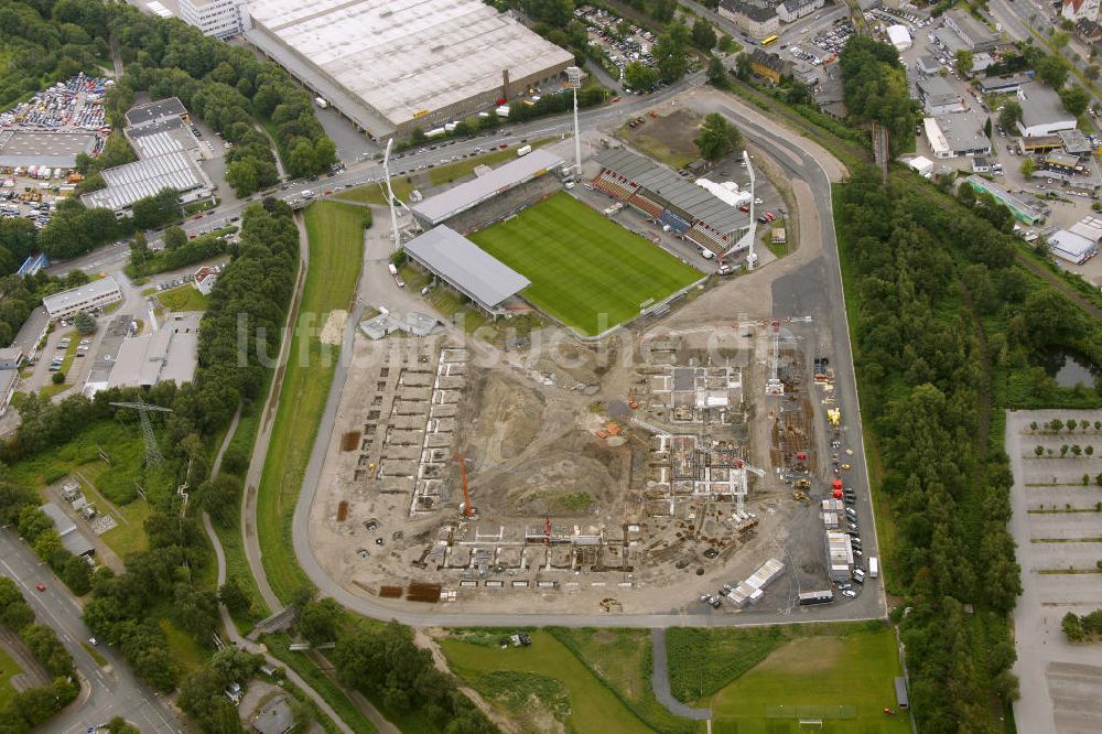 Essen aus der Vogelperspektive: Abriss des Georg-Melches-Stadion und Neubau eines moderneren Fußballstadions in Essen, Nordrhein-Westfalen