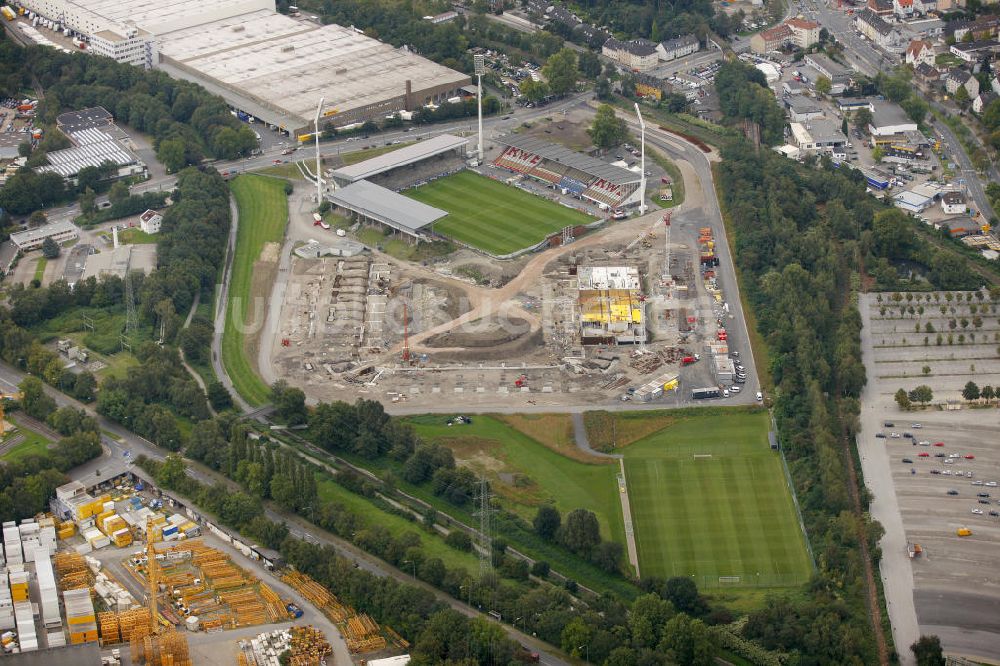 Luftaufnahme Essen - Abriss des Georg-Melches-Stadion und Neubau eines moderneren Fußballstadions in Essen, Nordrhein-Westfalen