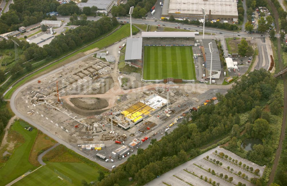 Essen aus der Vogelperspektive: Abriss des Georg-Melches-Stadion und Neubau eines moderneren Fußballstadions in Essen, Nordrhein-Westfalen