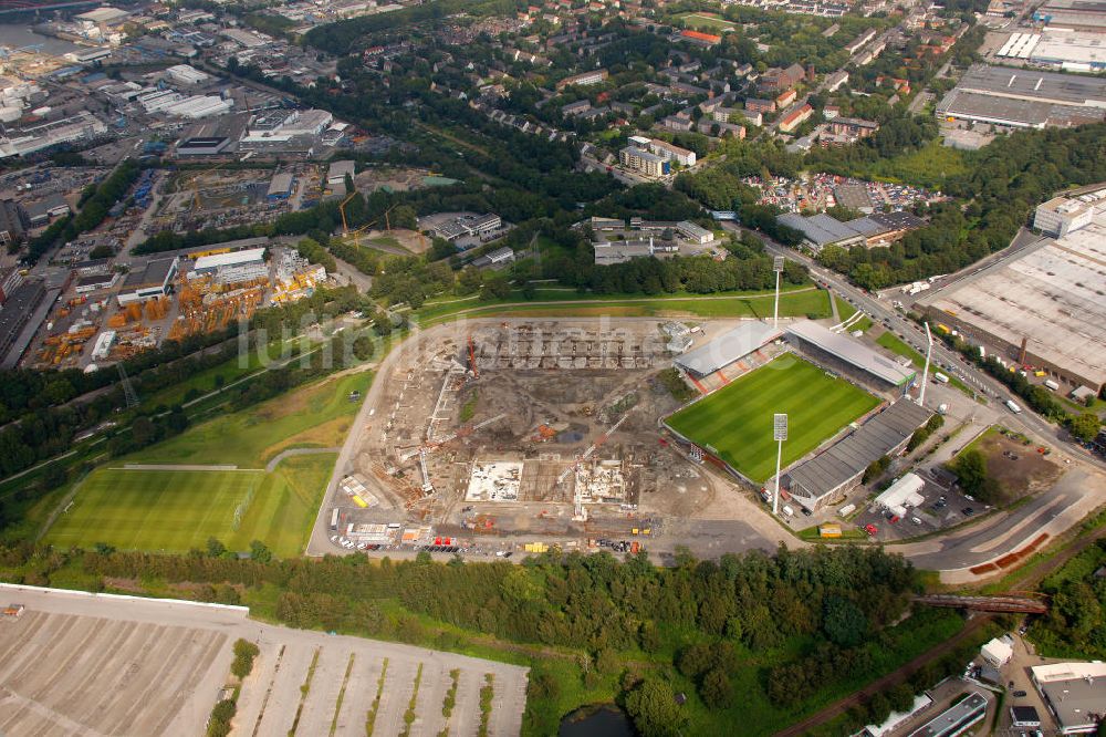 Luftaufnahme Essen - Abriss des Georg-Melches-Stadion und Neubau eines moderneren Fußballstadions in Essen, Nordrhein-Westfalen