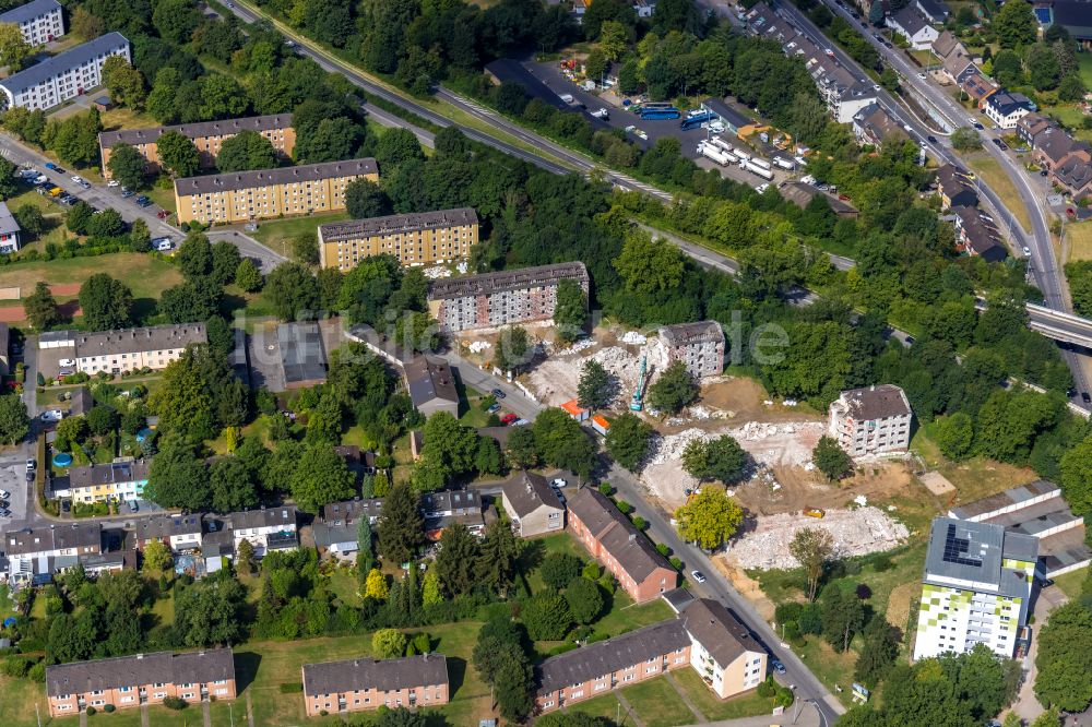 Luftbild Mülheim an der Ruhr - Abriß einer Mehrfamilienhaus- Wohnsiedlung in Mülheim an der Ruhr im Bundesland Nordrhein-Westfalen, Deutschland