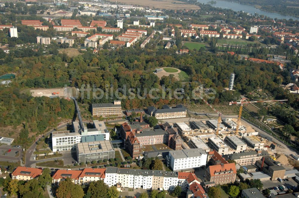 Brandenburg von oben - Abriss- und Neubaufläche des Klinikum Brandenburg