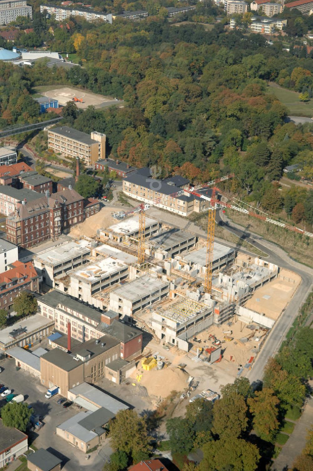 Luftbild Brandenburg - Abriss- und Neubaufläche des Klinikum Brandenburg