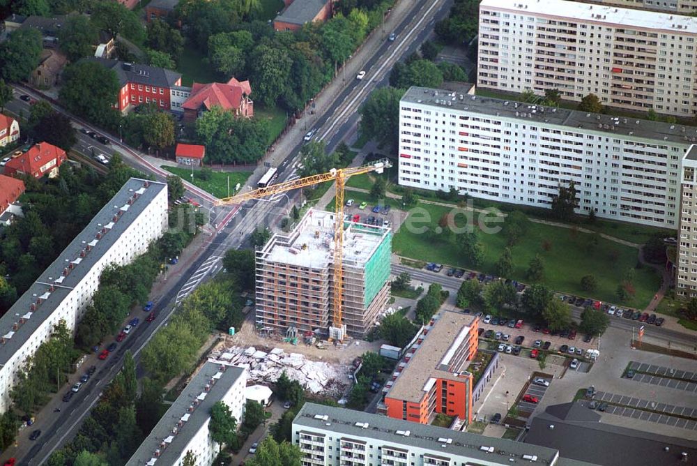 Luftaufnahme Magdeburg - Abriss von Plattenbauten in Magdeburg