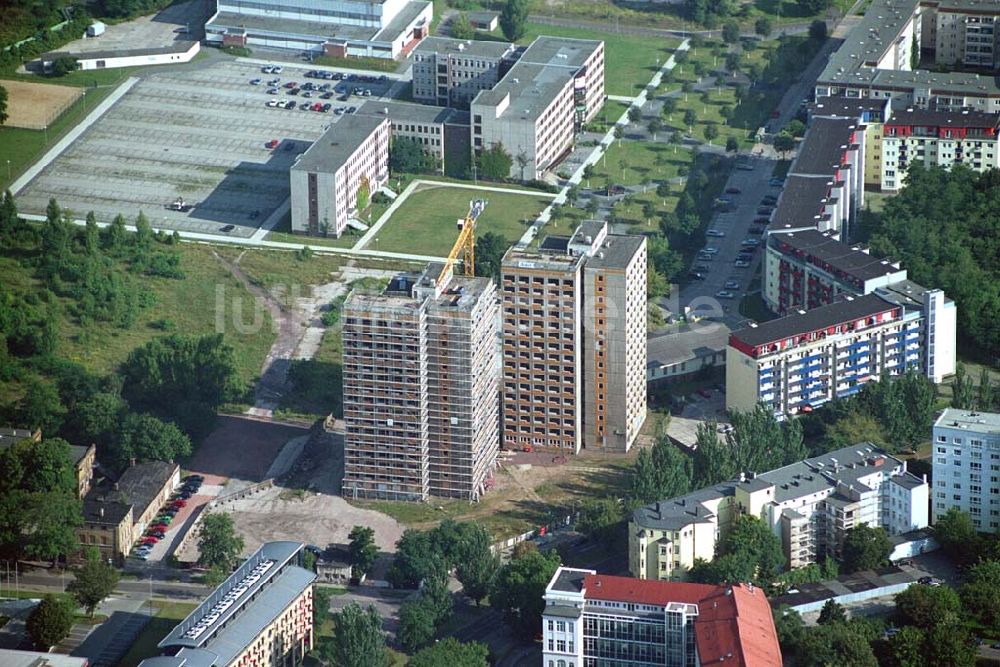 Luftbild Magdeburg - Abriss von Plattenbauten in Magdeburg