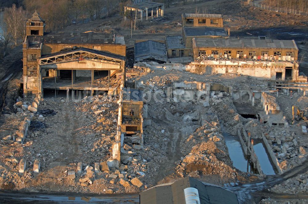 Muldenstein von oben - Abriss der Rohrwerke Muldenstein