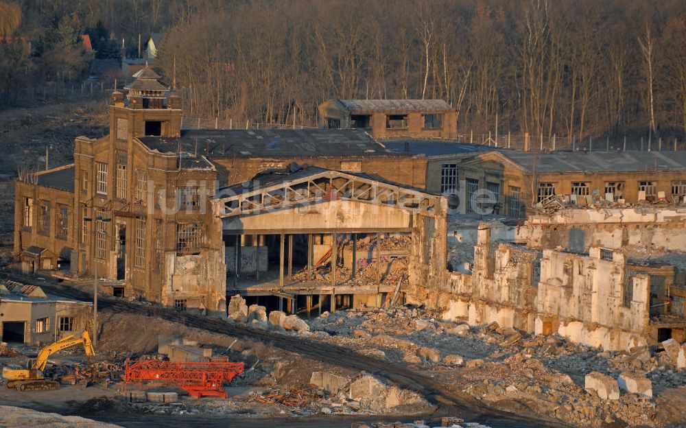 Luftbild Muldenstein - Abriss der Rohrwerke Muldenstein