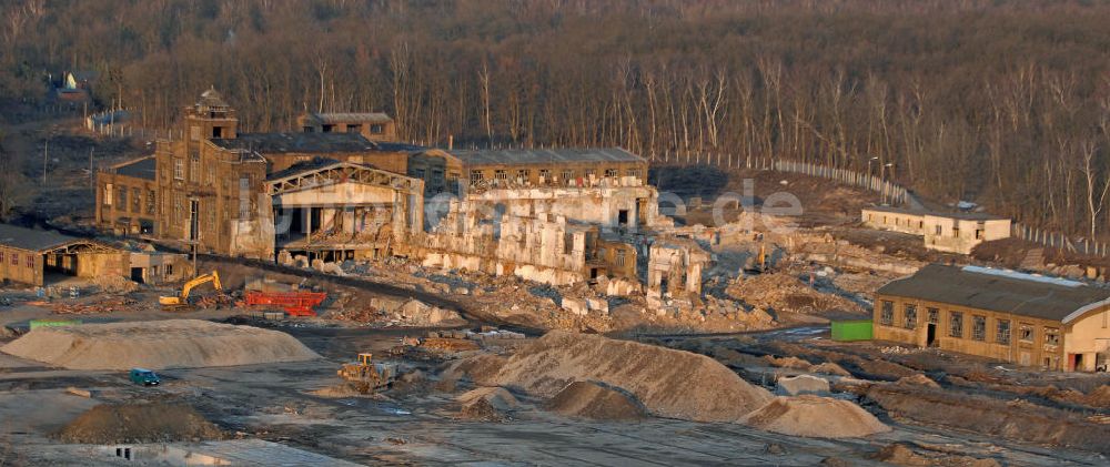 Muldenstein von oben - Abriss der Rohrwerke Muldenstein