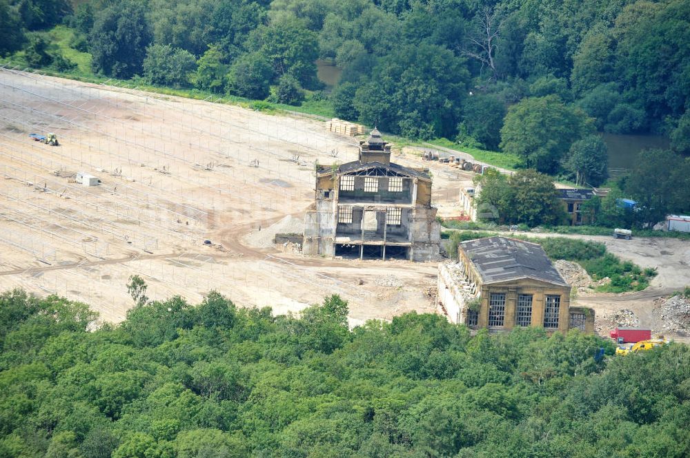 Muldenstein von oben - Abriss Rohrwerke Muldenstein und Bau eines Solarkarftwerkes