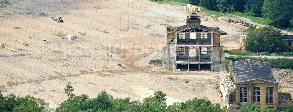 Muldenstein aus der Vogelperspektive: Abriss Rohrwerke Muldenstein und Bau eines Solarkarftwerkes