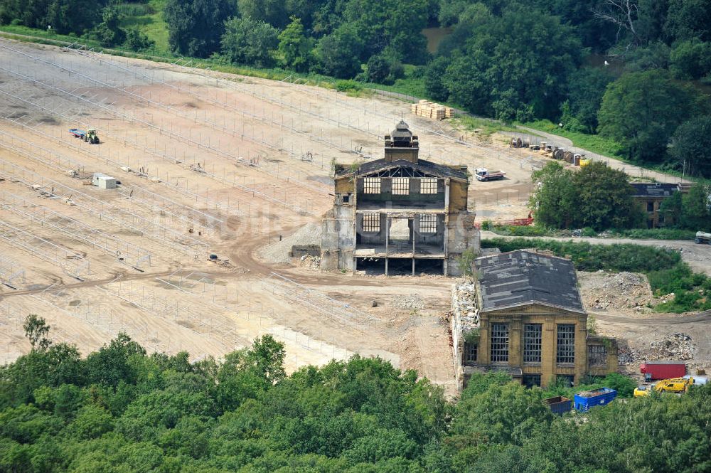 Luftbild Muldenstein - Abriss Rohrwerke Muldenstein und Bau eines Solarkarftwerkes