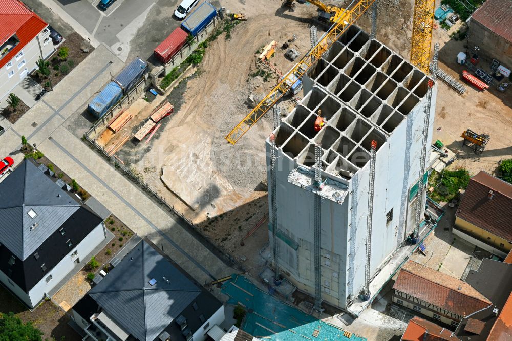 Osthofen von oben - Abriß des Silo und Getreide- Speicher Schill- Turm in Osthofen im Bundesland Rheinland-Pfalz, Deutschland