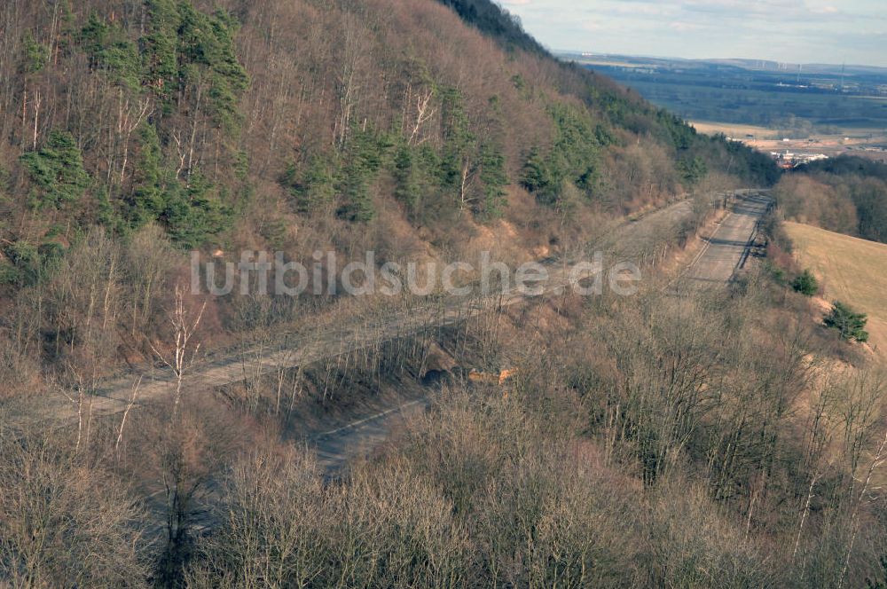 Schönau von oben - Abrißarbeiten am alten Streckenverlauf der A4 - demolition work on the old, disused itinerary of the A4 motorway course