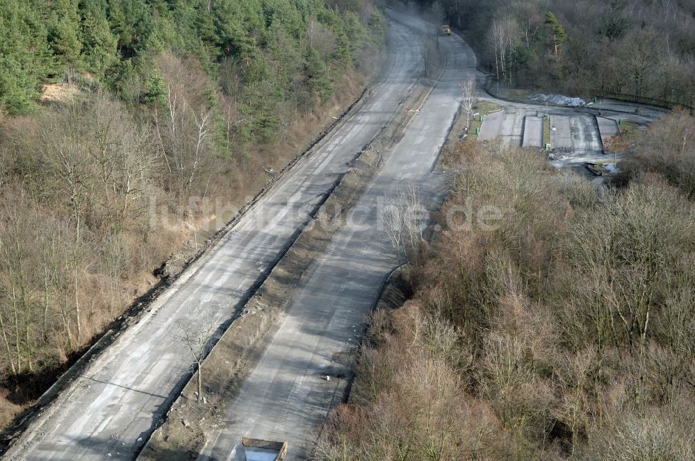 Luftaufnahme Schönau - Abrißarbeiten am alten Streckenverlauf der A4 - demolition work on the old, disused itinerary of the A4 motorway course