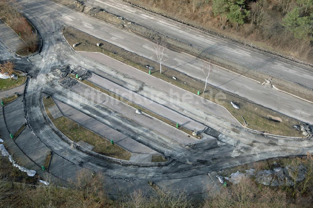 Luftaufnahme Schönau - Abrißarbeiten am alten Streckenverlauf der A4 - demolition work on the old, disused itinerary of the A4 motorway course