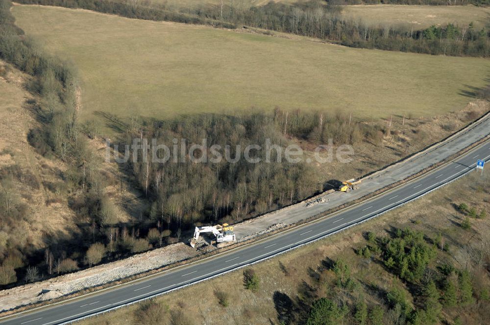 Wutha-Farnroda von oben - Abrißarbeiten am alten Streckenverlauf der A4 - demolition work on the old, disused itinerary of the A4 motorway course