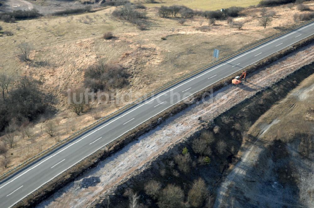 Wutha-Farnroda von oben - Abrißarbeiten am alten Streckenverlauf der A4 - demolition work on the old, disused itinerary of the A4 motorway course