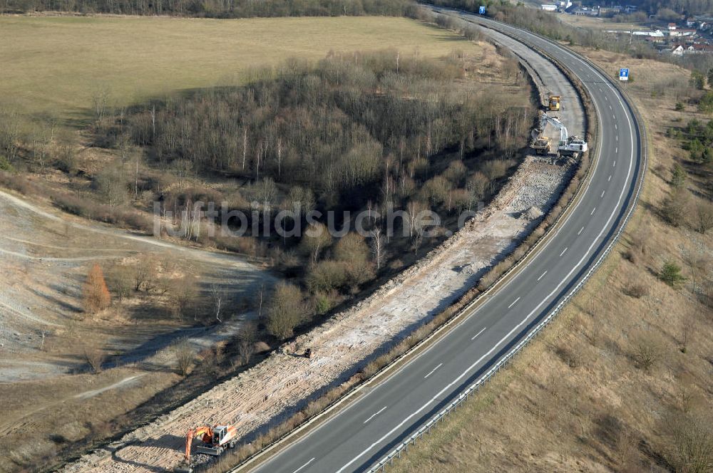 Wutha-Farnroda von oben - Abrißarbeiten am alten Streckenverlauf der A4 - demolition work on the old, disused itinerary of the A4 motorway course