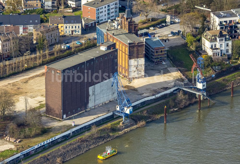 Luftbild Duisburg - Abrißarbeiten auf dem ehemaligen Gelände der Plangemühle in Duisburg im Bundesland Nordrhein-Westfalen, Deutschland