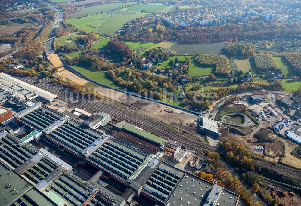 Luftbild Bochum - Abrißarbeiten der ehemaligen Lackiererei am OPEL-Werk 1 in Bochum im Bundesland Nordrhein-Westfalen