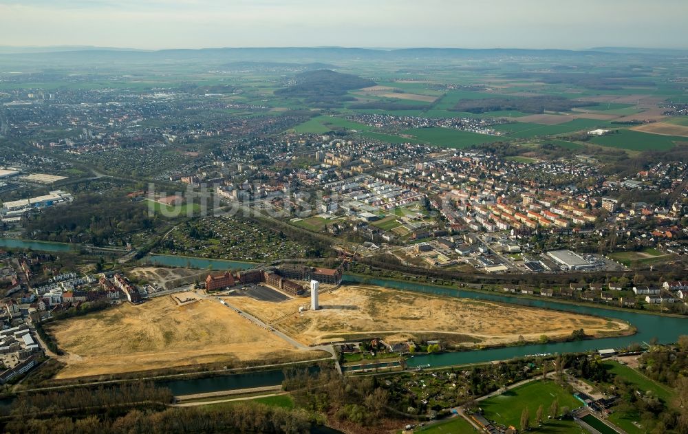 Luftbild Hannover - Abrißarbeiten auf dem Gelände der Industrie- Ruine Conti an der Kanalstraße im Ortsteil Linden-Limmer in Hannover im Bundesland Niedersachsen, Deutschland