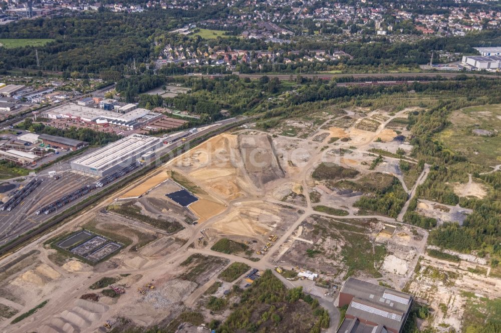 Luftaufnahme Dortmund - Abrißarbeiten auf dem Gelände der Industrie- Ruine im Ortsteil Westfalenhütte in Dortmund im Bundesland Nordrhein-Westfalen, Deutschland