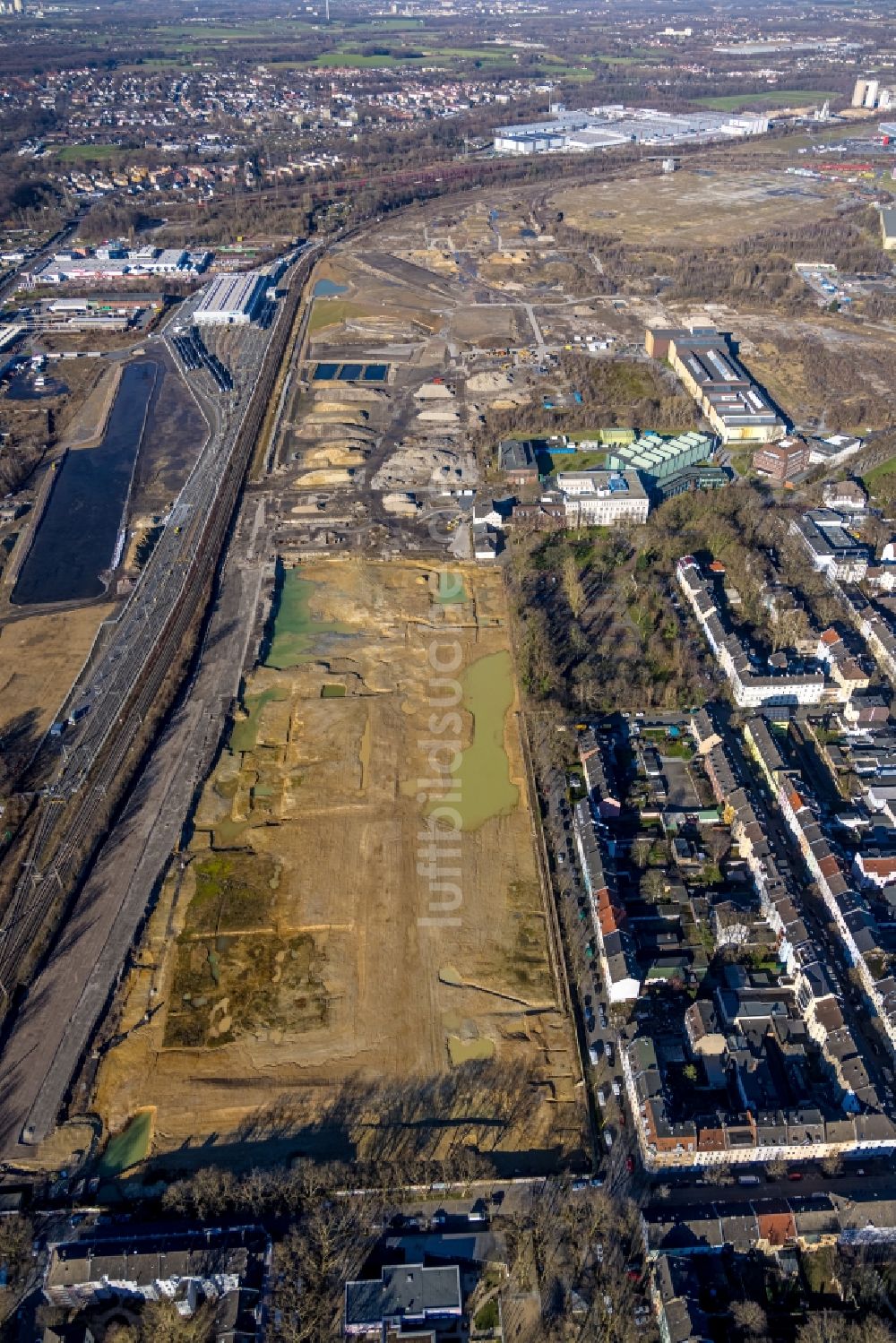 Luftaufnahme Dortmund - Abrißarbeiten auf dem Gelände der Industrie- Ruine im Ortsteil Westfalenhütte in Dortmund im Bundesland Nordrhein-Westfalen, Deutschland