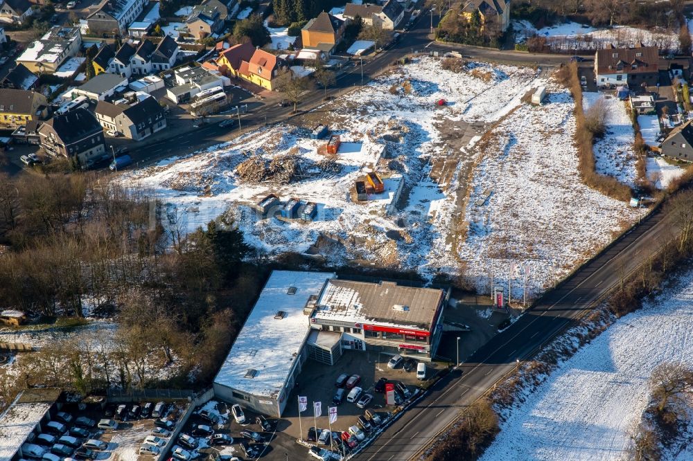 Luftaufnahme Heiligenhaus - Abrißarbeiten auf dem Gelände der Industrie- Ruine Stadtpforte Hetterscheidt im Ortsteil Hetterscheidt in Heiligenhaus im Bundesland Nordrhein-Westfalen