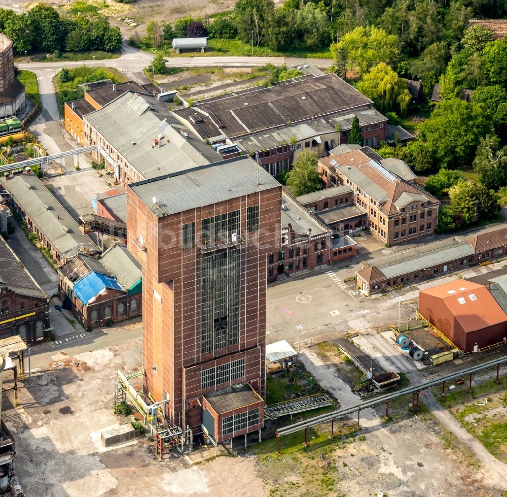 Luftbild Hamm - Abrißarbeiten auf dem Gelände der Industrie- Ruine Zeche Heinrich Robert nach misslungener Sprengung in Hamm im Bundesland Nordrhein-Westfalen, Deutschland