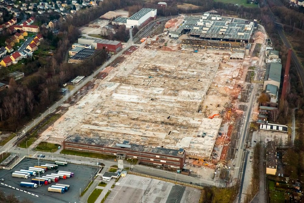 Luftbild Bochum - Abrißarbeiten auf dem Gelände der Ruine OPEL- Werk 3 Bochum-Langendreer in Bochum im Bundesland Nordrhein-Westfalen