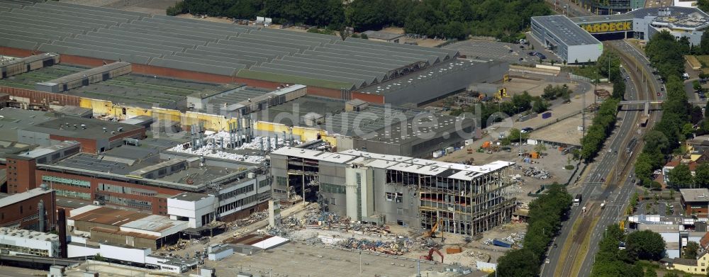 Luftbild Bochum - Abrißarbeiten auf dem Gelände der Ruine des Opel Werk I in Bochum im Bundesland Nordrhein-Westfalen