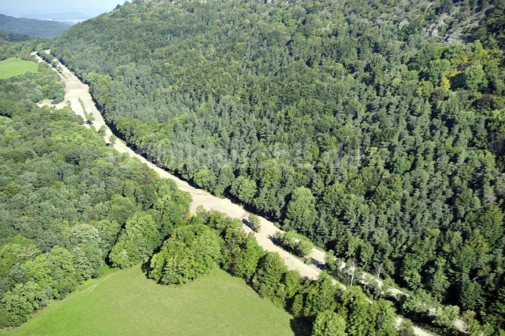 Wutha-Farnroda von oben - Abrißarbeiten am Streckenverlauf des A4 - demolition work on the old, disused itinerary of the A4 motorway course